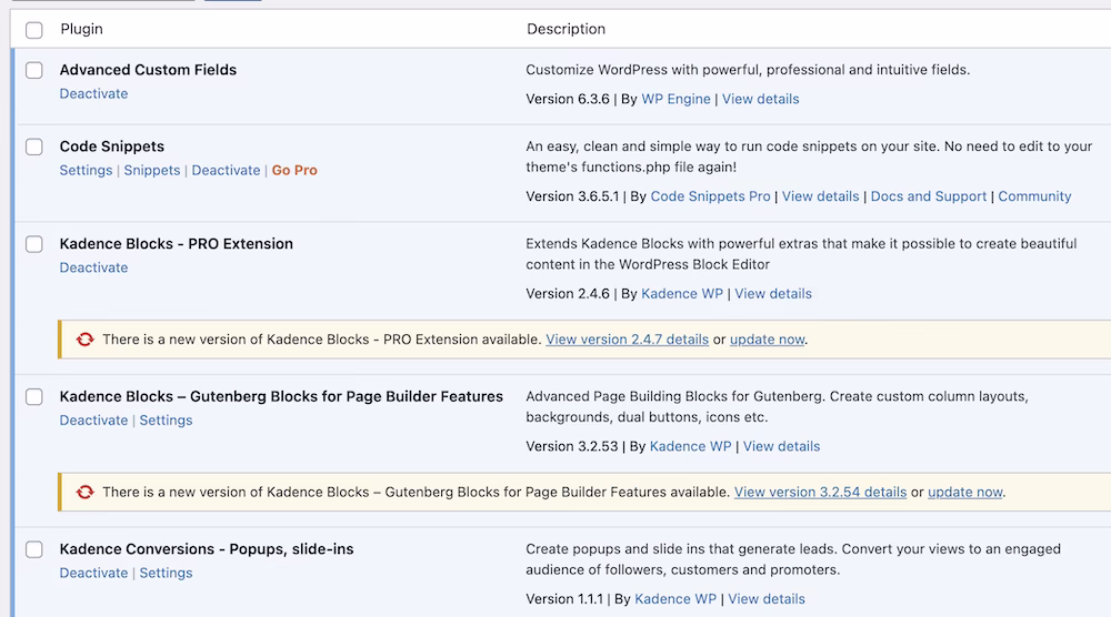 List of WordPress plugins.