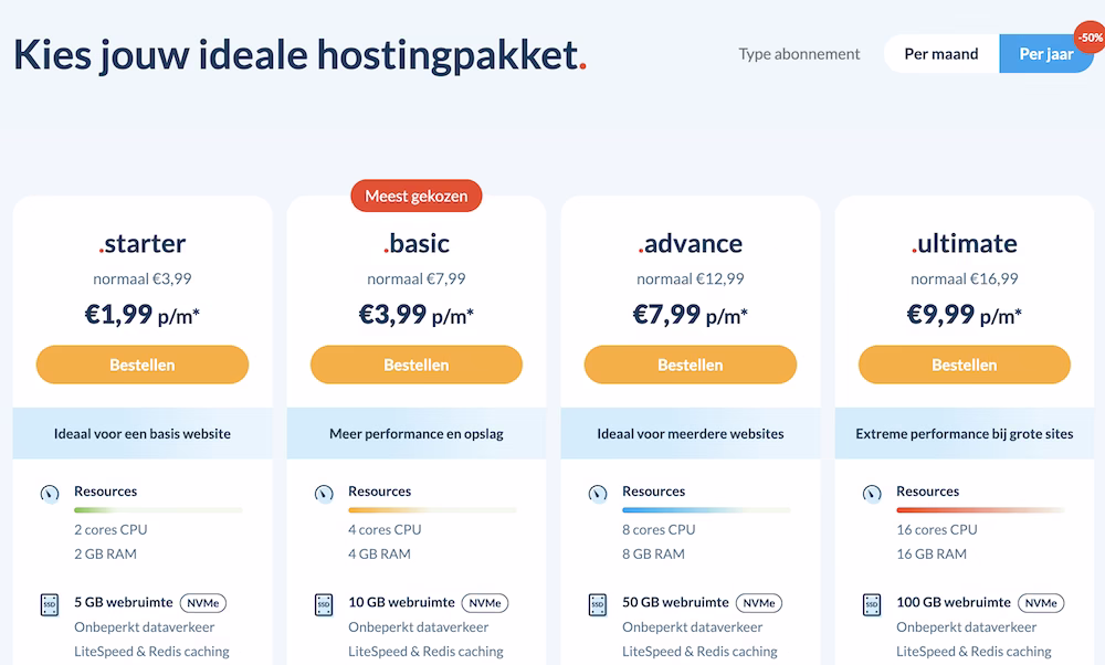 Web hosting packages from my.host.